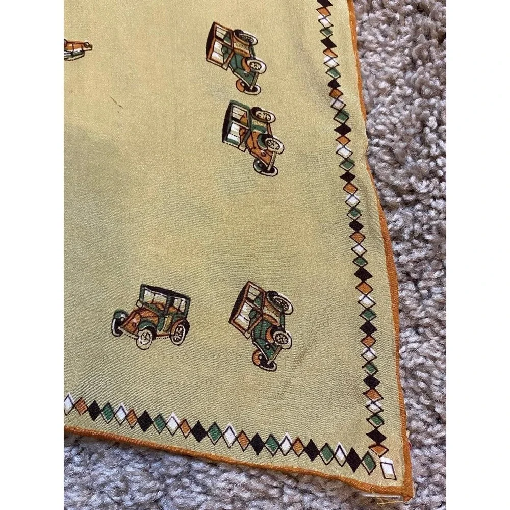 Sally Gee Pure Silk Neck Scarf Hand Rolled Vintage Cars Auto Design Gossip